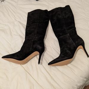 New J Crew high heel suede boots, black,  7, NwoB